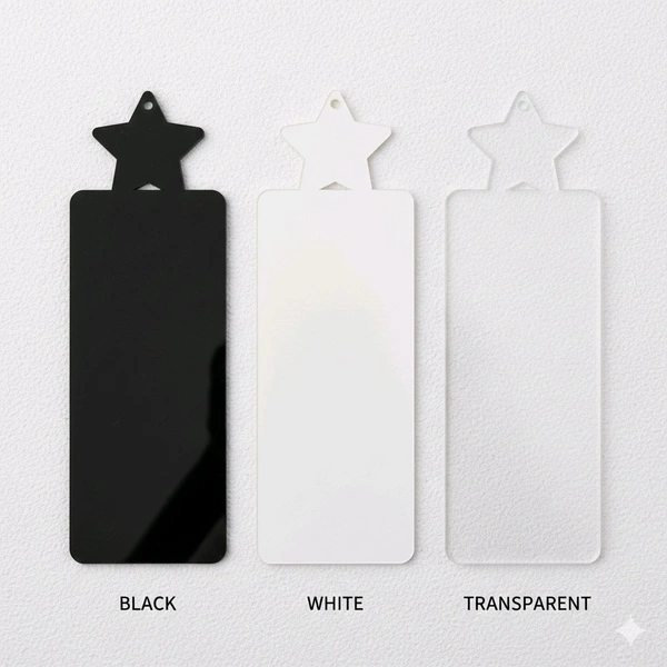 Acrylic Book Marker - Star - H - Black, Set of 50