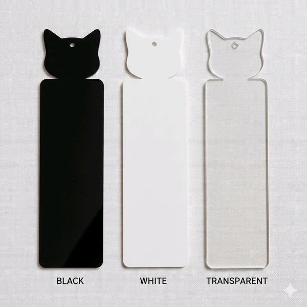 Acrylic Book Marker - Cat - I - Black, Set of 10