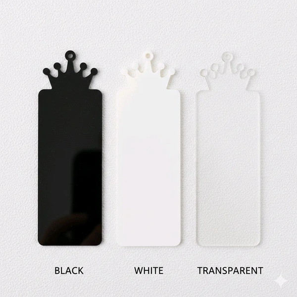 Acrylic Book Marker - Crown - J - Black, Set of 10