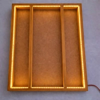 Pinewood Frame 4 Side LED Lights + Base Mdf Varmala Preservation With Acrylic Cover With Walnut Stain - 24 * 20 * 2 Inches
