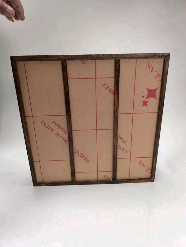 Pinewood Frame 4 Side LED Lights + Base Mdf Varmala Preservation With Acrylic Cover With Walnut Stain - 18 * 14 * 2 Inches