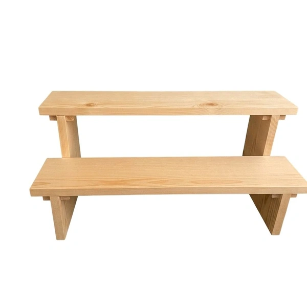 2-Tier Wooden Display Stand - 2 Step Dismantling - Stall & Retail Store - Large