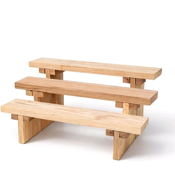 3-Tier Wooden Display Stand - 3 Step Dismantling - Stall & Retail Store - Medium