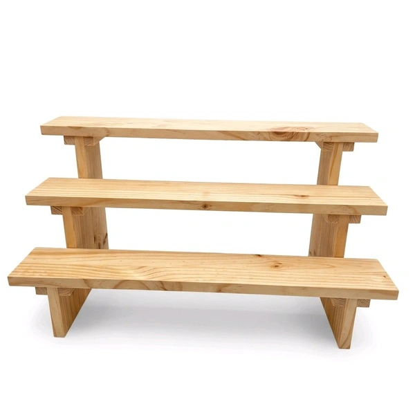 3-Tier Wooden Display Stand - 3 Step Dismantling - Stall & Retail Store - Medium