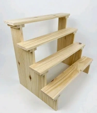 4-Tier Wooden Display Stand - 4 Step Dismantling - Stall & Retail Store - Large