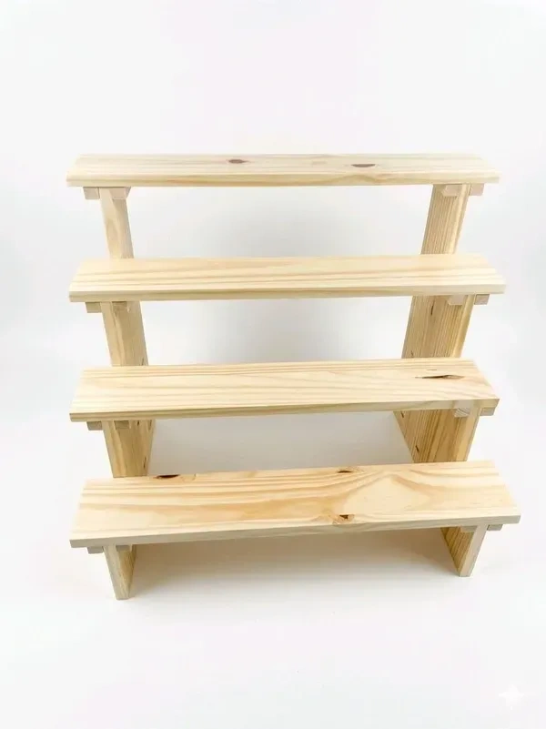 4-Tier Wooden Display Stand - 4 Step Dismantling - Stall & Retail Store - Large