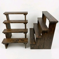 4-Tier Wooden Display Stand - 2 Step Dismantling - Stall & Retail Store - Dark Walnut Shade - Medium