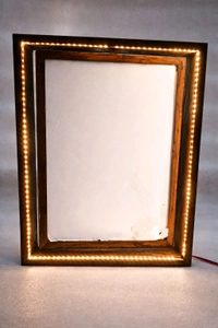 Teak Wood Rotating Frame / Floating Frame / Varmala Preservation With LED Light. - Large - 12 * 9 Inches