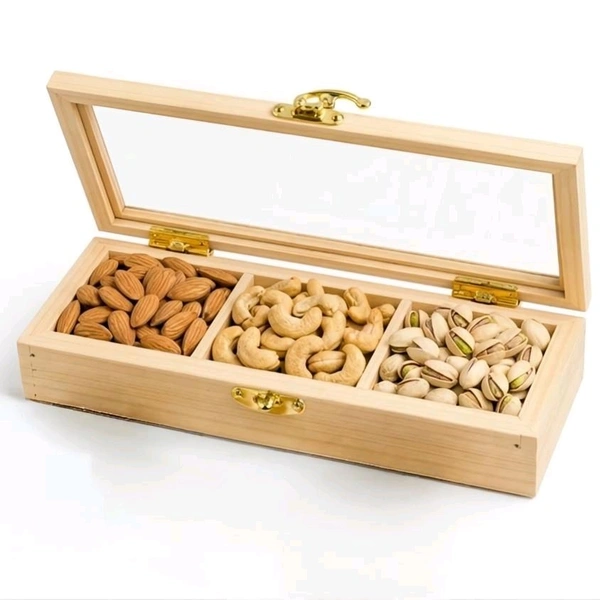 Pinewood Shadow Box / Dryfruits Partition Box / Gift Box