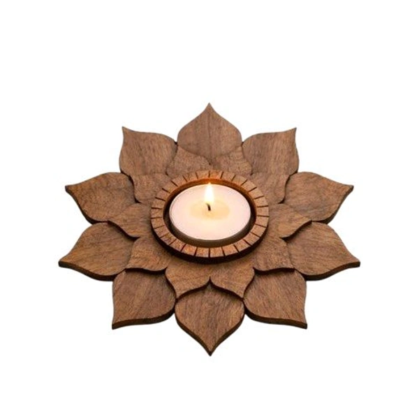 Brown birch wood Tea light holder / Cande light holder - Set fo 2
