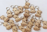 50 pcs Laser Cut Wooden Logo Keychain, Personalized Birch Keyring for Branding