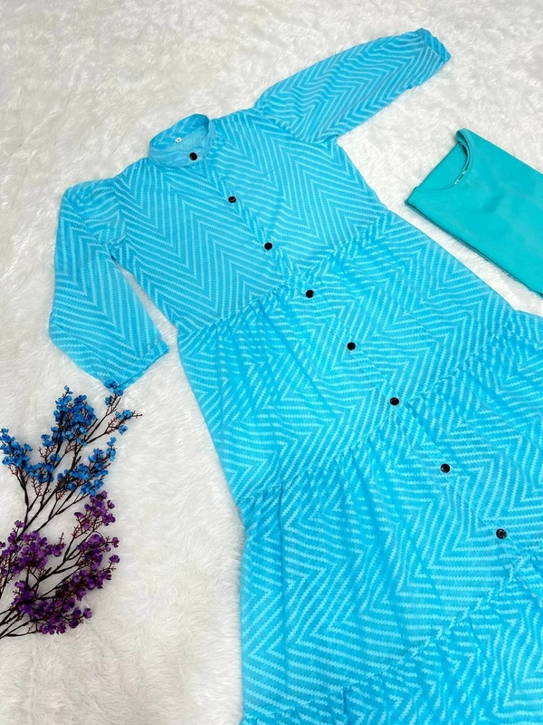 Swiss Heavy Frill Jacket with Inner Aline - BLUE, XXL-44