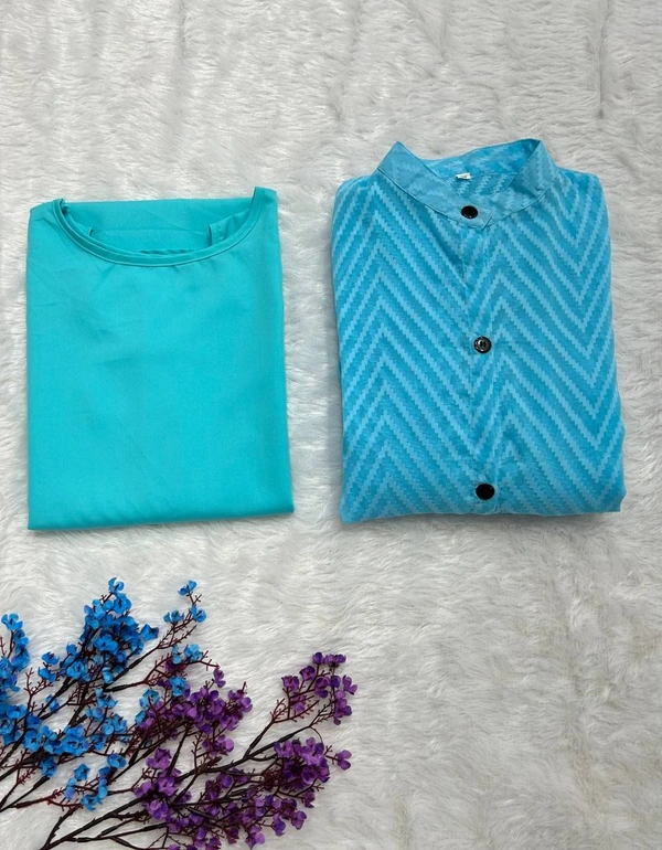 Swiss Heavy Frill Jacket with Inner Aline - BLUE, XXL-44