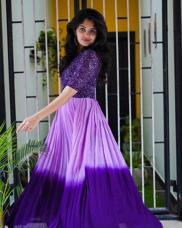 PADING SEQUENCE ANARKALI  - PURPLE, XL-42