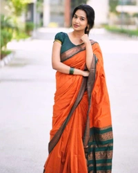 LICHI SILK SAREE - Orange