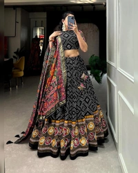 Lehenga Choli  - Black, L UP TO XXL