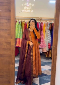 Anarkali With Kota Duppta - Orange, L-40