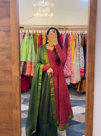 Anarkali With Kota Duppta - Maroon, XXXL-46