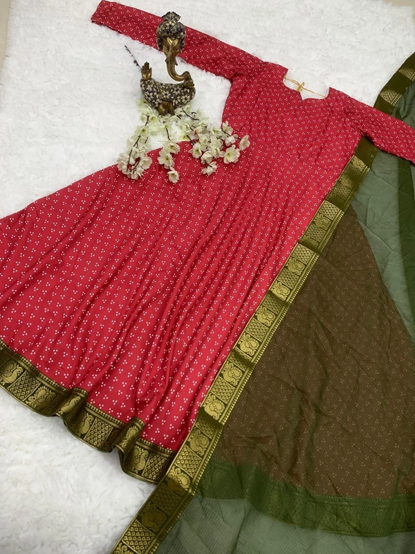 Anarkali With Kota Duppta - Maroon, XXXL-46