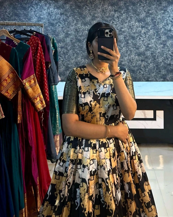  Kalamkari  Cow - Black, XL-42