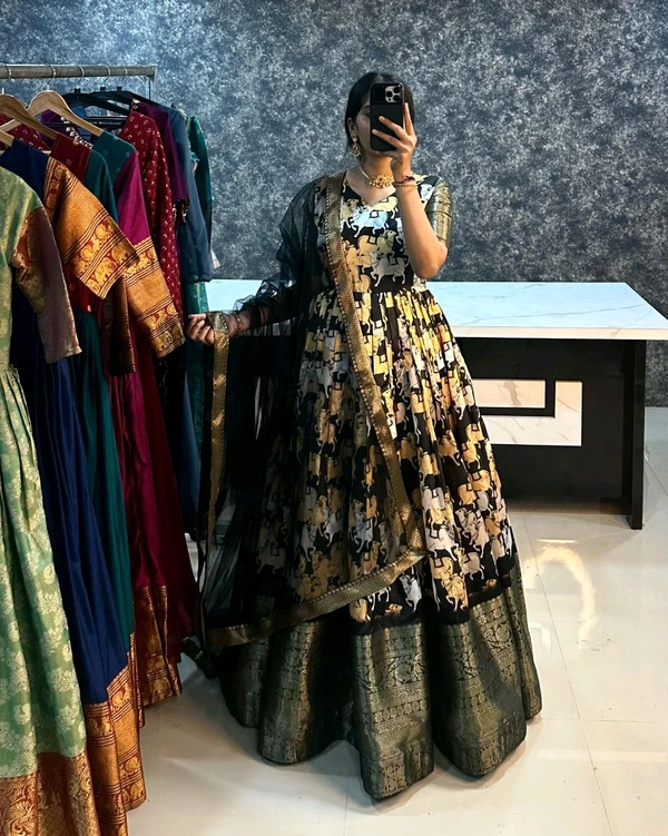  Kalamkari  Cow - Black, 2XL-44
