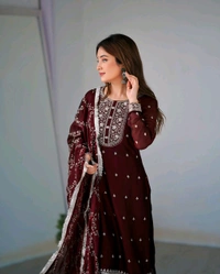 Traditional Kurta Set  - Maroon, XS-34