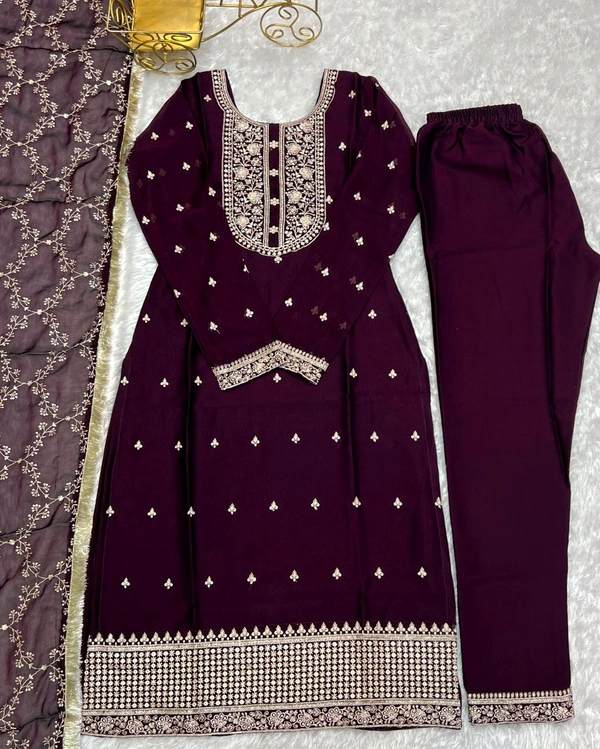 Traditional Kurta Set  - wine, XL-42