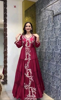 Embroidery Gown  - Guardsman Red, S-36