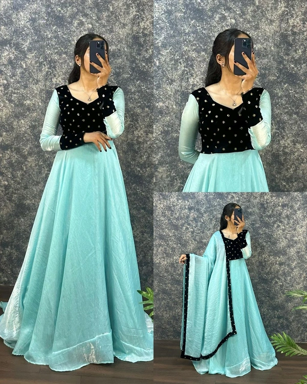 Vasuki  - Turquoise Blue, XXXL-46
