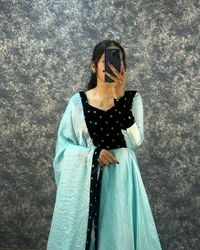 Vasuki  - Turquoise Blue, XXXL-46