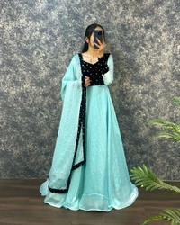 Vasuki  - Turquoise Blue, XXXL-46