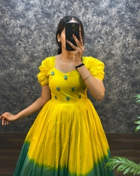 Usha Gown  - Yellow, XL -42
