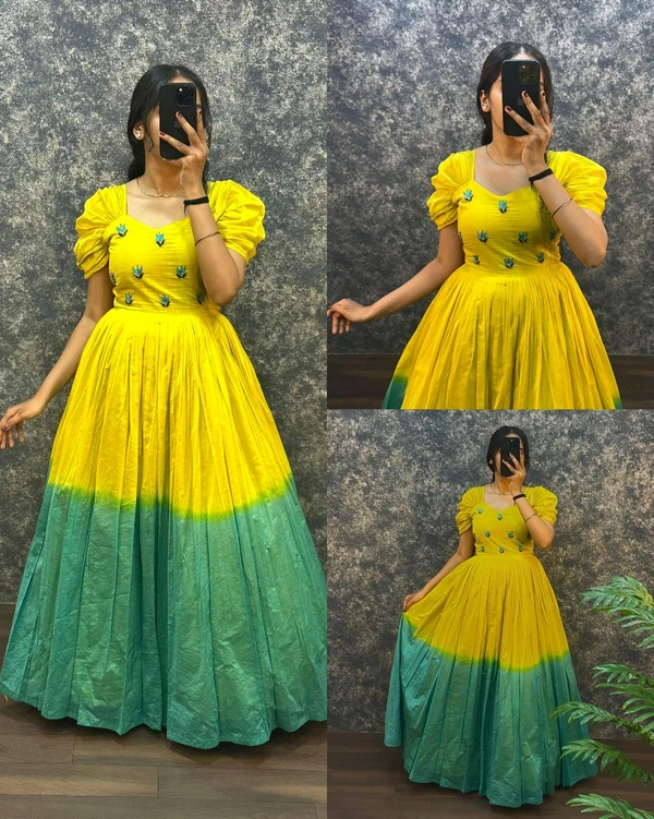 Usha Gown  - Yellow, XXL -44