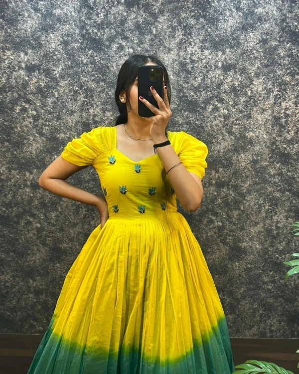 Usha Gown  - Yellow, XXL -44