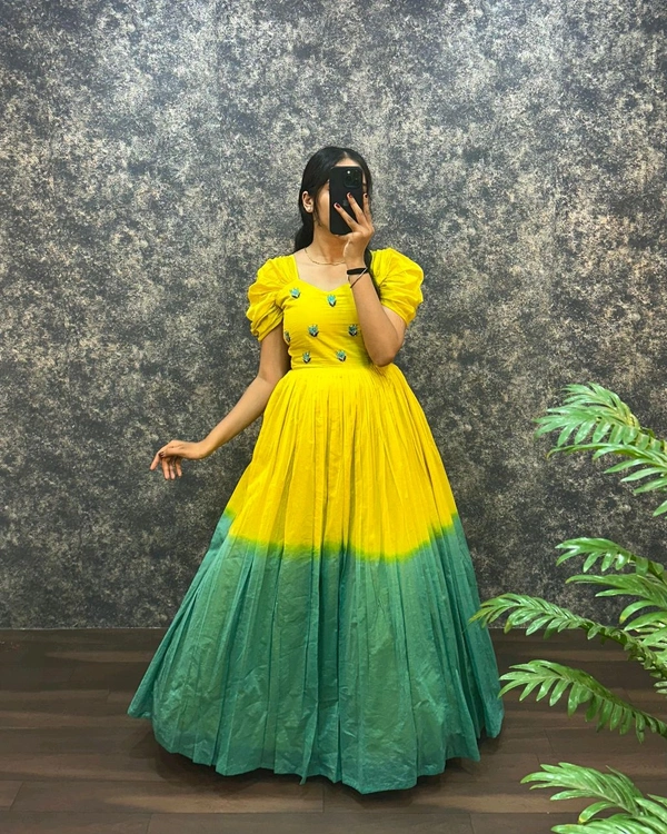 Usha Gown  - Yellow, XXL -44