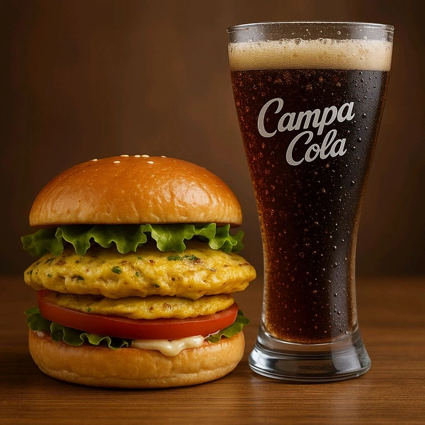 Egg Omelette Burger - Free Campa Masala Cola 