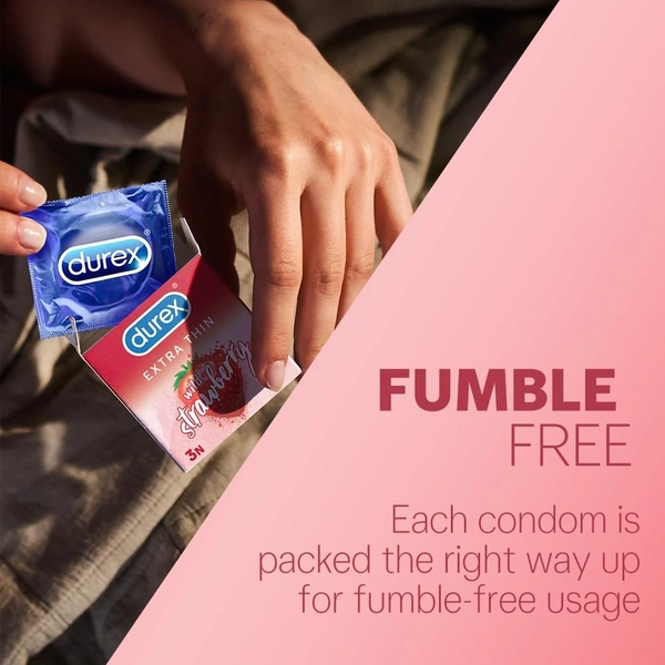 Durex Extra Thin Wild Strawberry Flavored Condoms (3pcs) - 3 Pieces