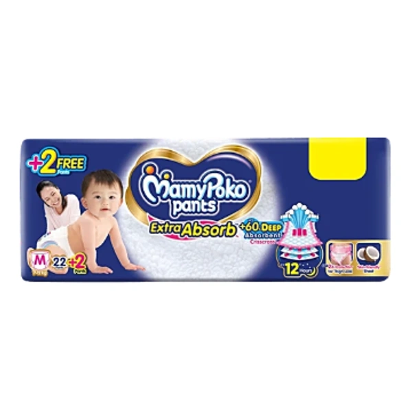Mamy Poko Pants Extra Absorb Diaper Pants - M, 7 To 12 kg, 24 pcs