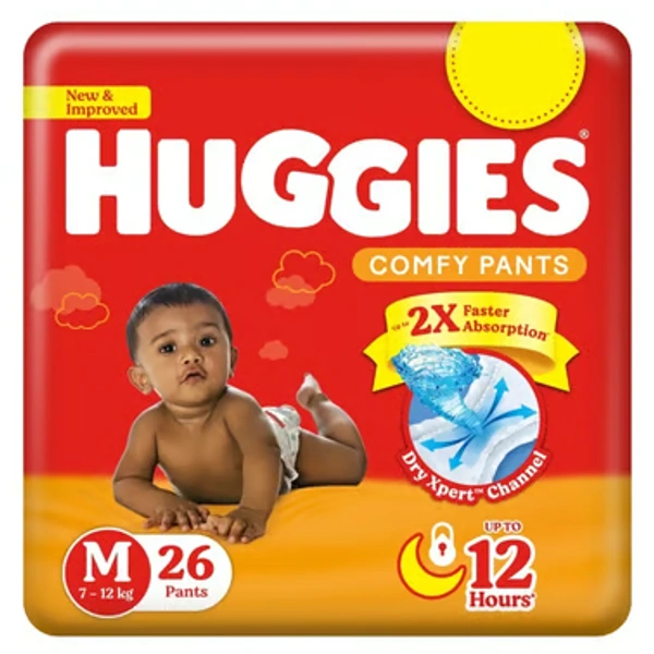 Huggies Dry Diaper (Pants, M, 7-12 kg) - 26 Pieces