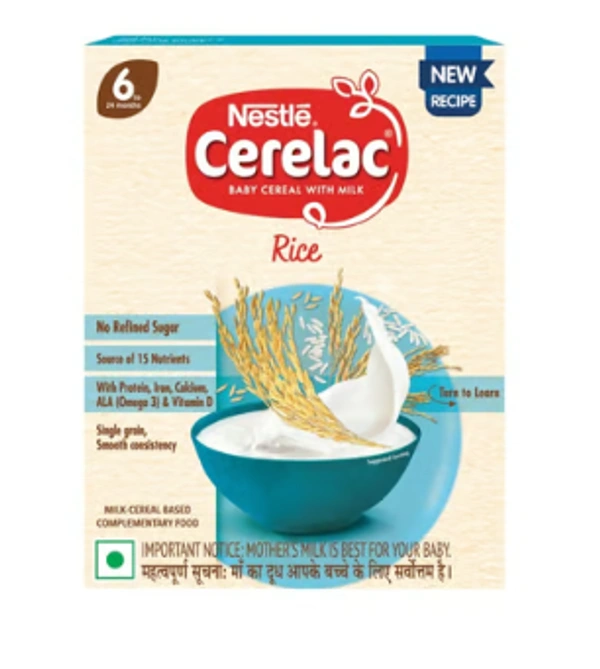 Cerelac Nestle Cerelac Rice Baby Cereal (With No Refined Sugar, 6-24 Months) - 300 GM