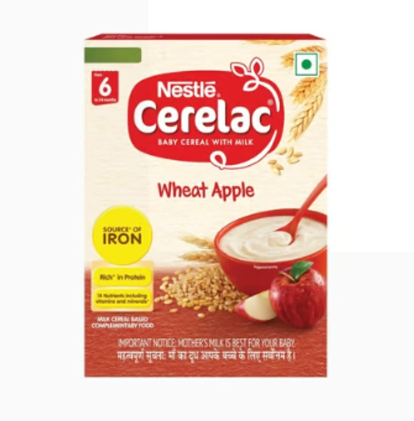 Cerelac  Nestle Cerelac With Milk, Wheat Apple Baby Cereal (From 6 to 24 Months) - 300 GM
