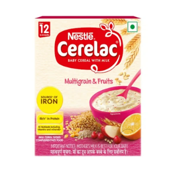 Cerelac Nestle Cerelac with Milk Multigrain & Fruits Baby Cereal (From 12 to 24 Months) - 300 GM