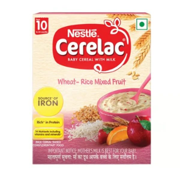 Cerelac  Nestle Cerelac Wheat Rice Mixed Fruit Baby Cereal (from 10 to 24 Months) - 300 GM