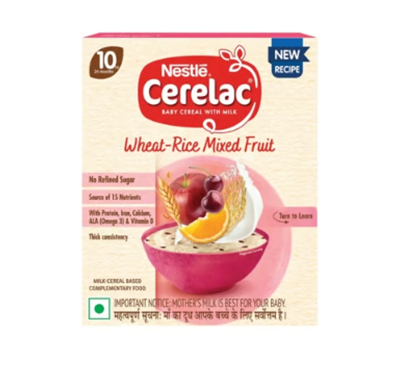 Cerelac  Nestle Cerelac Baby Cereal (No Refined Sugar, Wheat Rice Mixed Fruit) - 300 GM
