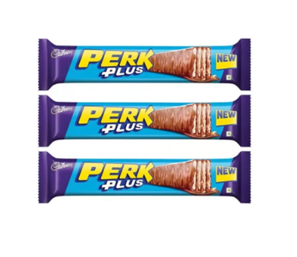 Cadbury Perk Plus Coated Wafer Chocolate Bar - Pack of 3 - 3 x 40 GM