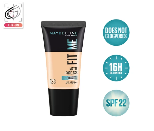 Maybelline New York Fit Me Matte+Poreless 16H Oil Control Foundation with SPF 22 - 18 ML