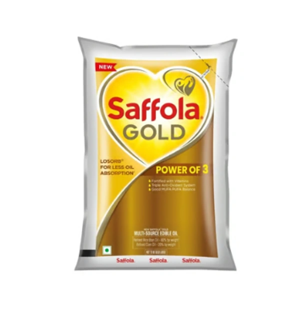 Saffola Gold Power of 3 Refined Blended Cooking Oil (1 ltr) - 1 LIT