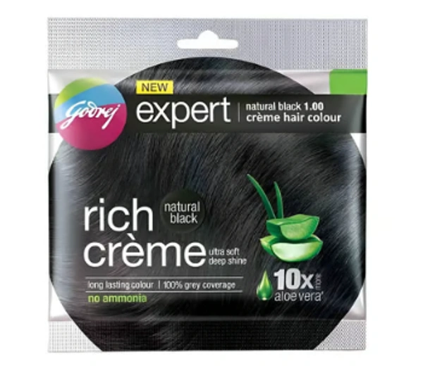 Godrej Expert Hair Colour for Women & Men (Natural Black) - 20 GM + 20 ML