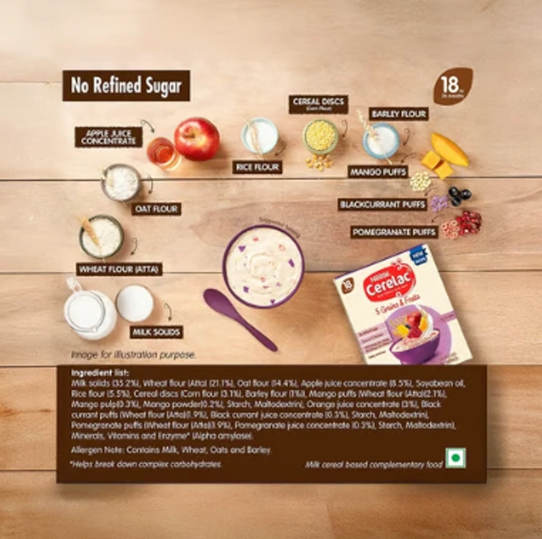 Cerelac  Nestle Cerelac Baby Cereal (No Refined Sugar, Wheat Apple Cherry) - 350 GM