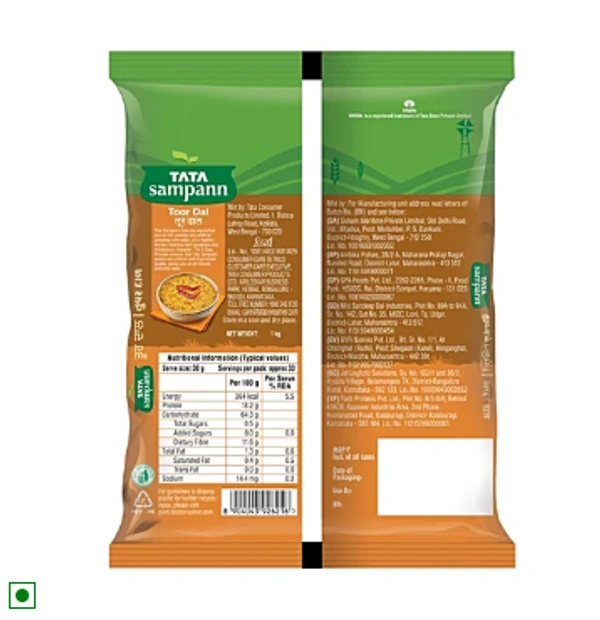 Tata Sampann Toor Dal/Arhar Dal 500 Gm - 500 GM